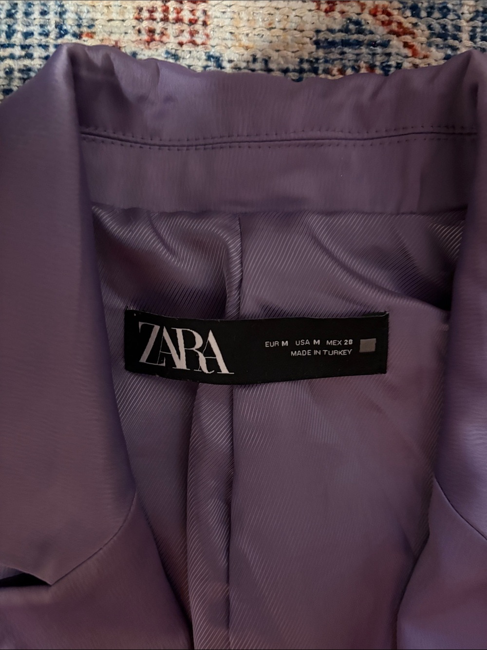 Zara Purple Satin Effect Blazer SZ M EUC - Picture 6 of 7